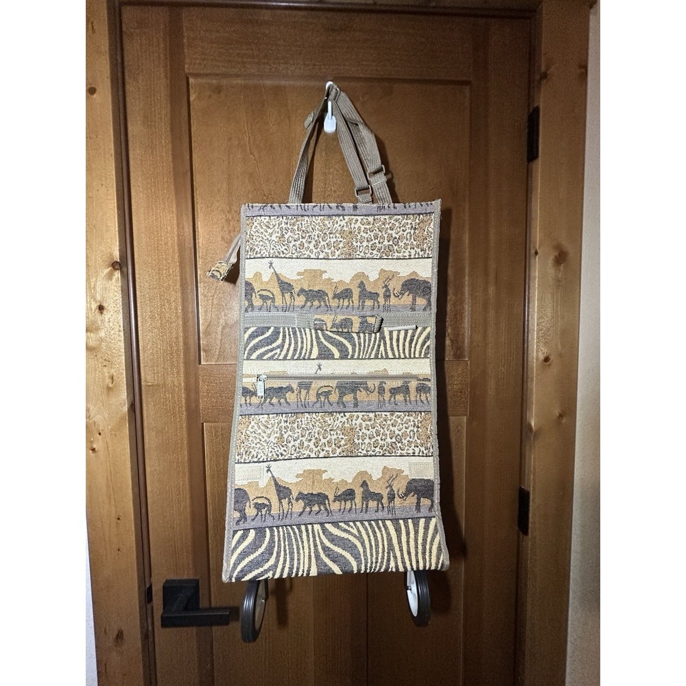 Safari Animal Print Rolling Tote Bag Wheeled Travel Cart Zebra Giraffe